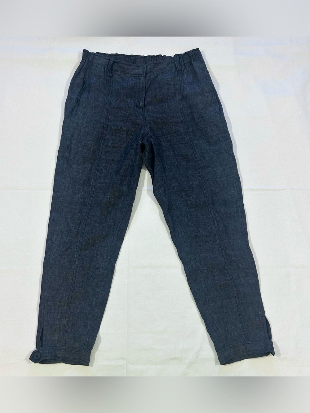 Eileen Fisher Size XS 100% Organic Linen Tapered Relaxed Pant Ankle Cottagecore